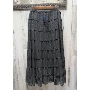 VTG NOS Y2K Max Edition Polka Dot Tiered Maxi Skirt L NWT Boho revival